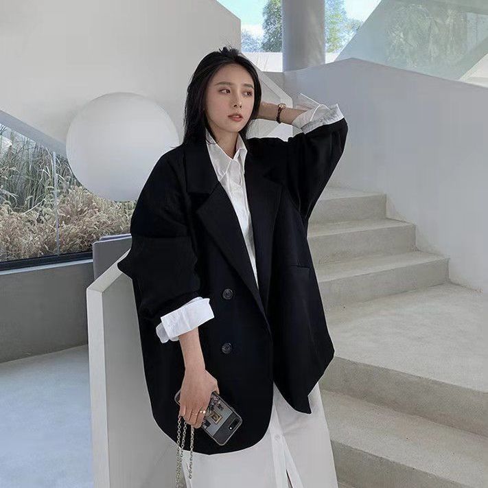 Ifomt Back to college Blazers Women Minimalist Solid Outwear Loose Elegant Retro Official Fashion High Street Feminine All-Match Spring Comfortable