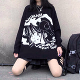 Ifomt Japan Anime Punk Streetwear Knitted Harajuku Women Oversized Sweaters Long Sleeve Goth E-Girls Casual Kawaii Vintage Cartoon Top