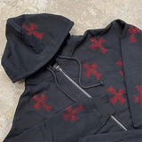 Ifomt Rhinestone Skeleton Hoodies Women Hip Hop Men Grunge Punk Sport Coat Black Y2K Aesthetic Gothic Zip Up Oversized Sweatshirts