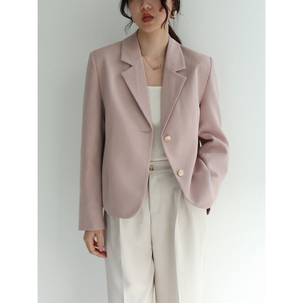 Back to college Women Korean Style Gentle Tender Sweet Girlish Button Elegant Lady Loose Spring High Quality Female Notched Office Chic