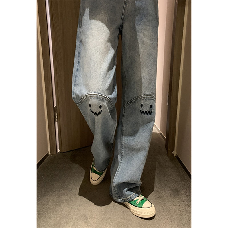 Ifomt Plus Size Women's Jeans High Waist Straight Baggy Fashion Pants Streetwear Harajuku Vintage Casual Female Wide Leg Denim Trouser