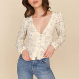 Ifomt Blouses Women Casual Polka Dot Blouse Top Long Sleeve Button Up Shirt Fashion Women Clothing Sexy Deep V Neck Tops Shirts