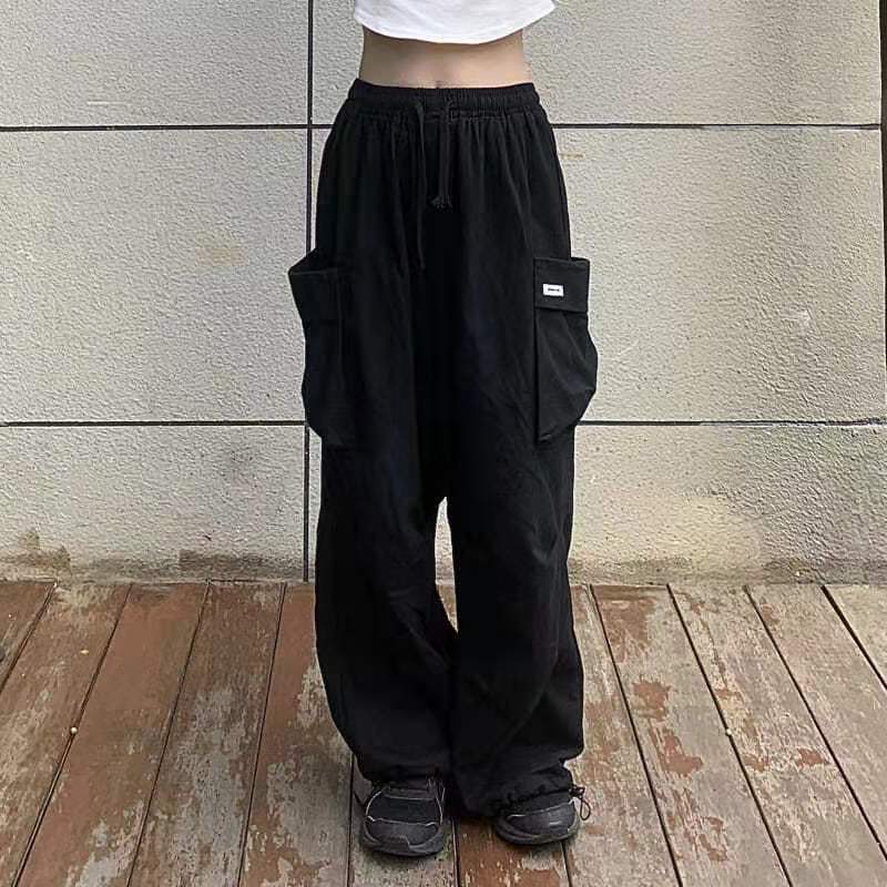 2022 Ifomt Mall Goth Baggy Wide Leg Cargo Pants Women Fairy Grunge Punk Alt Trousers Dark Aesthetic Emo Alternative Korean Fashion Clothes