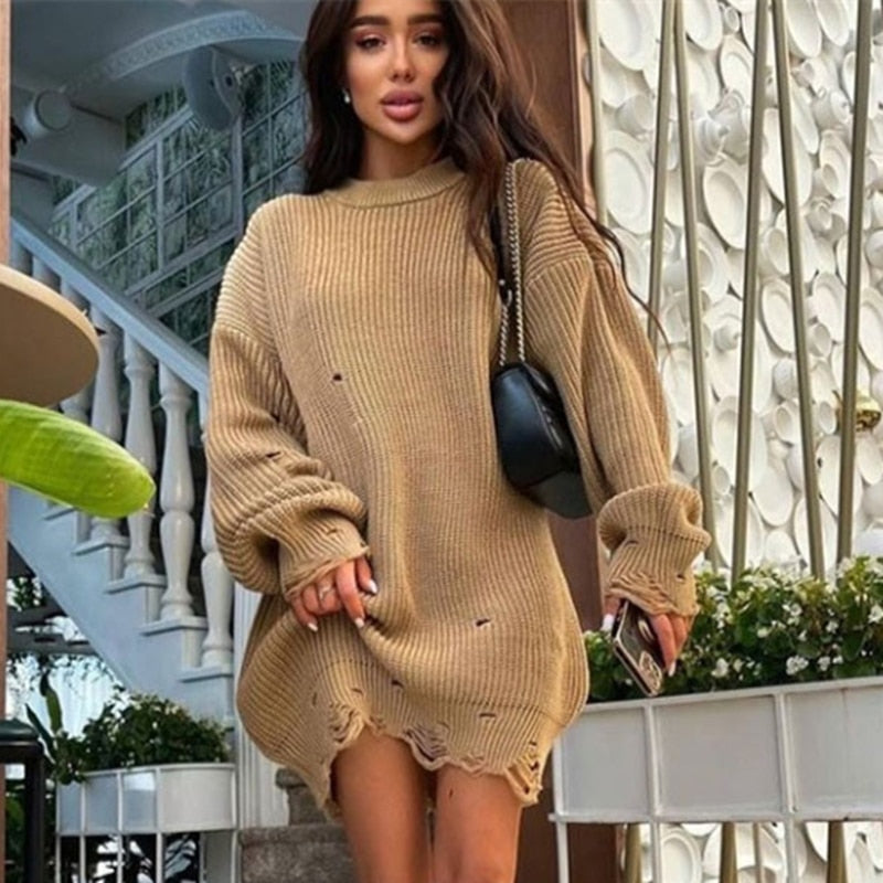 Ifomt Ladies Sexy Autumn Winter Sweater Women Casual Thick Oversized Loose Pullovers Women Sweater Dress Jumper Knitted Tops Female