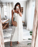 IFOMT  Summer Tunic Maxi Dress V Neck Femme Elegant Ruffles Party Long Dresses Spaghetti Strap Elestic Casual Vestidos Mujer