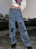 IFOMT 2024 y2k Graffiti-print boyfriend jeans