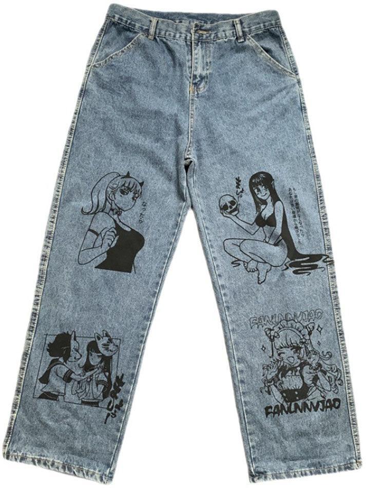 IFOMT 2024 y2k Graffiti-print boyfriend jeans
