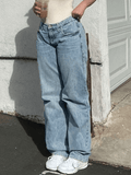 IFOMT 2024 y2k Mid Wash Classic Boyfriend Jeans