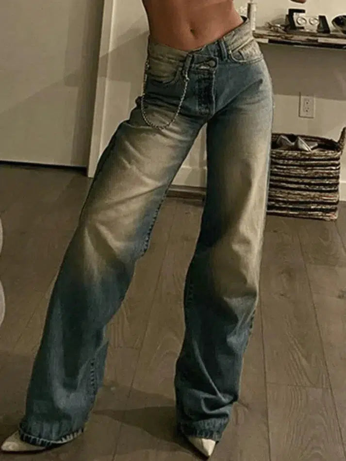 IFOMT 2024 y2k Faded crossover boyfriend jeans
