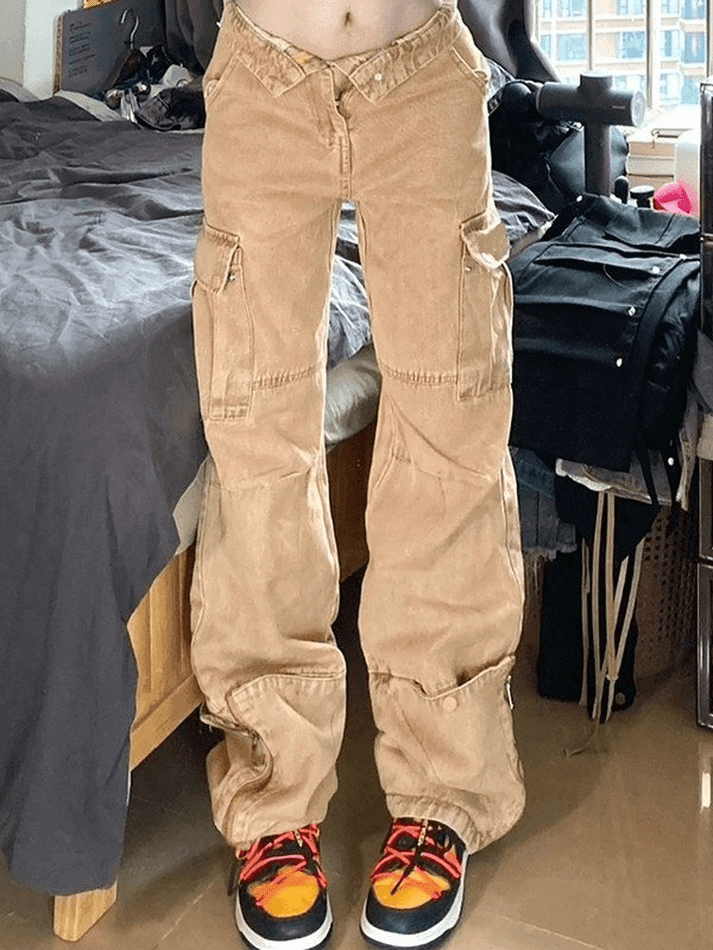 IFOMT 2024 y2k Vintage wash boyfriend jeans with zipper