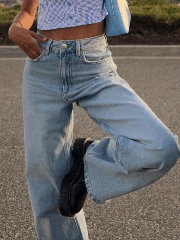 IFOMT 2024 y2k Light blue faded straight boyfriend jeans