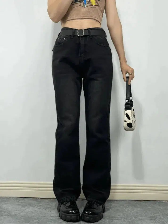 IFOMT 2024 y2k Washed vintage black boyfriend jeans