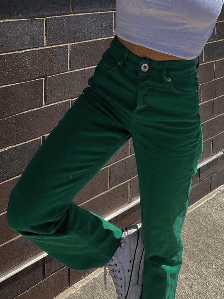 IFOMT 2024 y2k Vintage washed green boyfriend jeans