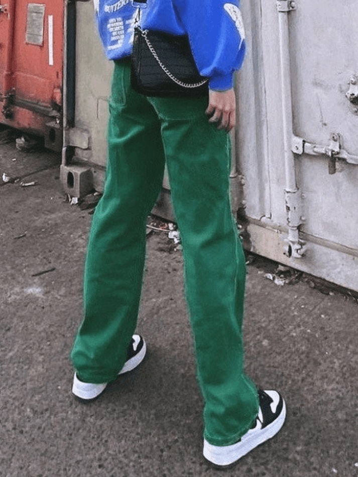 IFOMT 2024 y2k Vintage washed green boyfriend jeans