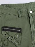 IFOMT 2024 y2k Cargo jeans with zipper and metallic decoration