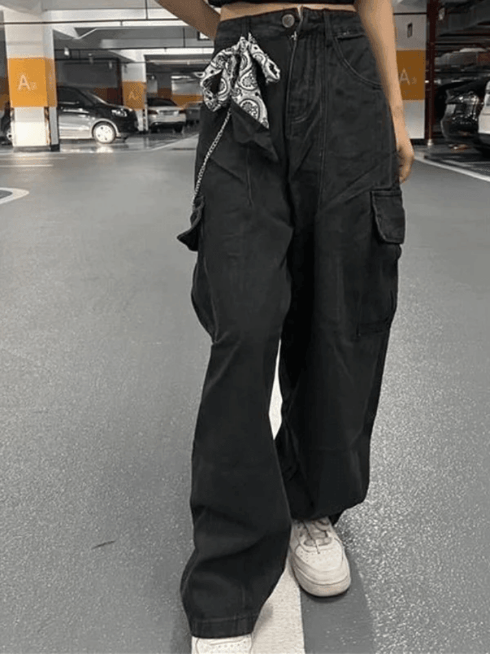IFOMT 2024 y2k Pleated Seam Baggy Cargo Jeans
