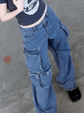 IFOMT 2024 y2k Vintage Washed Pocket Baggy Cargo Jeans