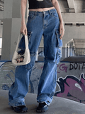 IFOMT 2024 y2k Vintage Washed Pocket Baggy Cargo Jeans