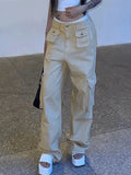 IFOMT 2024 y2k Vintage khaki baggy cargo jeans