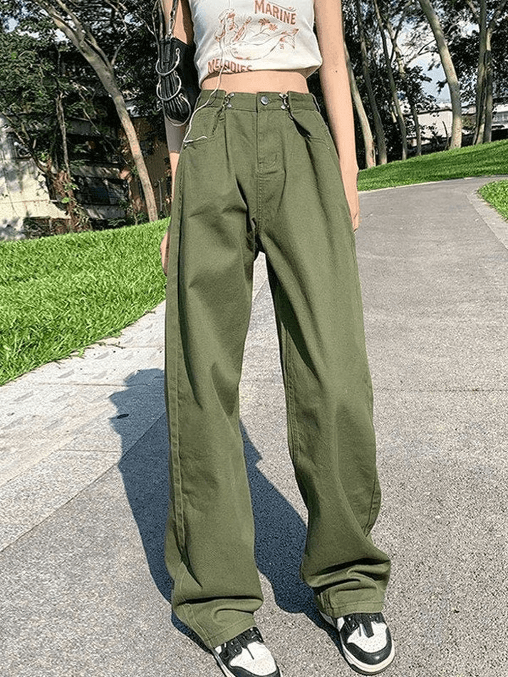 IFOMT 2024 y2k Vintage green baggy cargo jeans