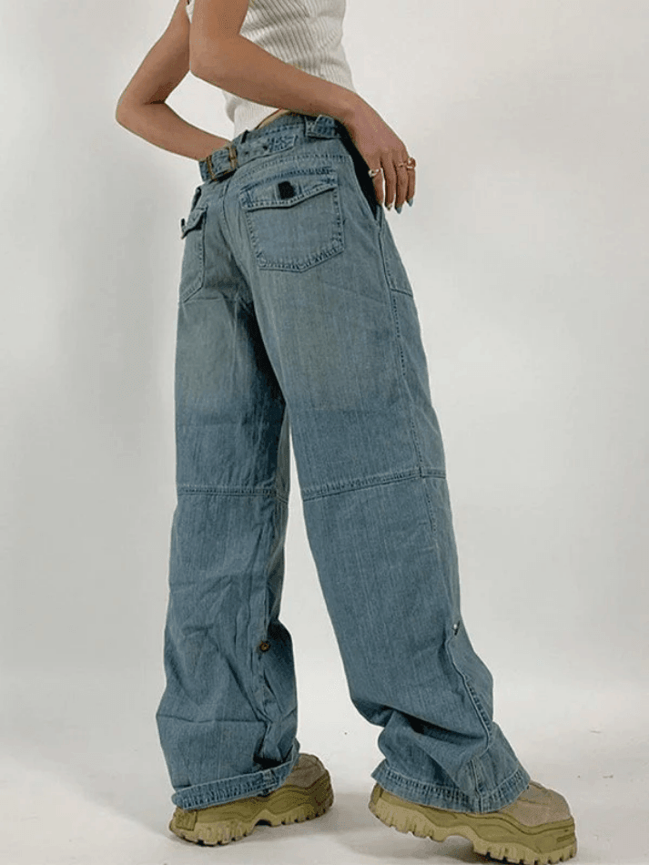 IFOMT 2024 y2k Straight fit cargo jeans with belt