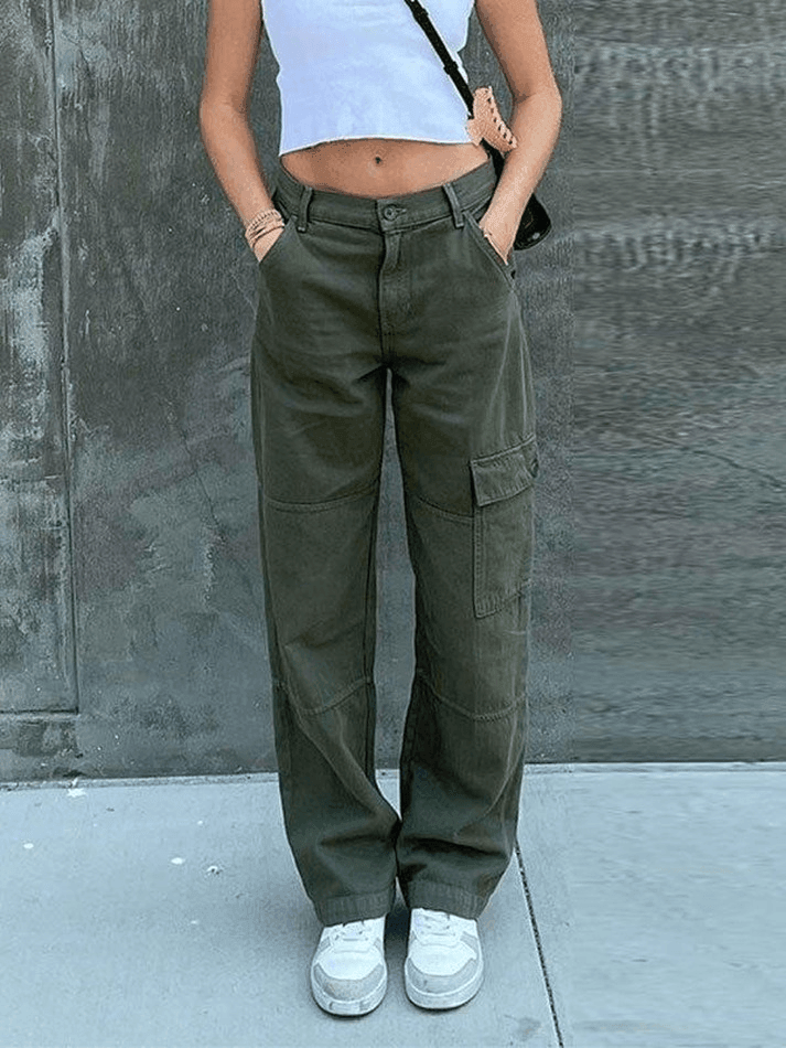 IFOMT 2024 y2k Straight cargo jeans with patch pockets