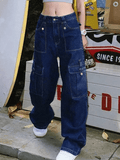 IFOMT 2024 y2k Dark wash vintage cargo jeans