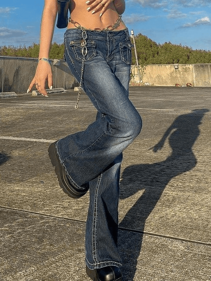 IFOMT 2024 y2k Low Rise Vintage Cargo Jeans