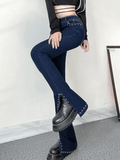 IFOMT 2024 y2k Split flared jeans with Y2K pearls