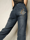 IFOMT 2024 y2k Vintage Washed Butterfly Flared Jeans