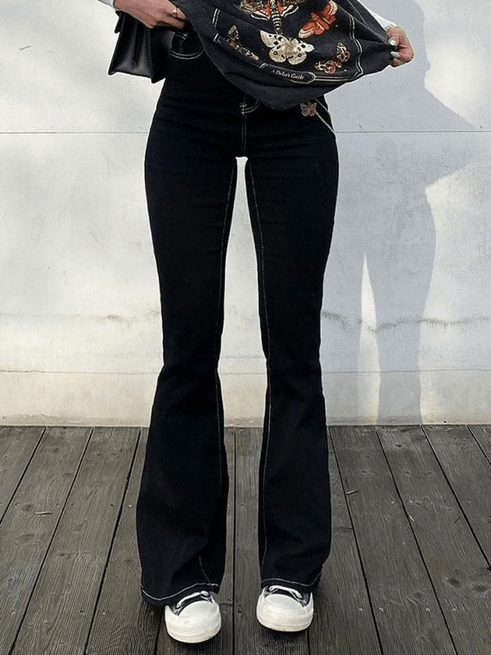 IFOMT 2024 y2k Washed mid-rise flared jeans