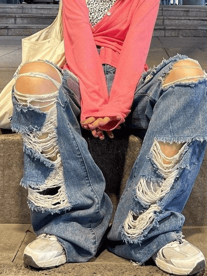 IFOMT 2024 y2k High waisted super ripped jeans
