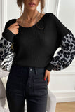 IFOMT 2024 New Woman Style sweater Cardigans Leopard Print Patchwork Pullover Sweater
