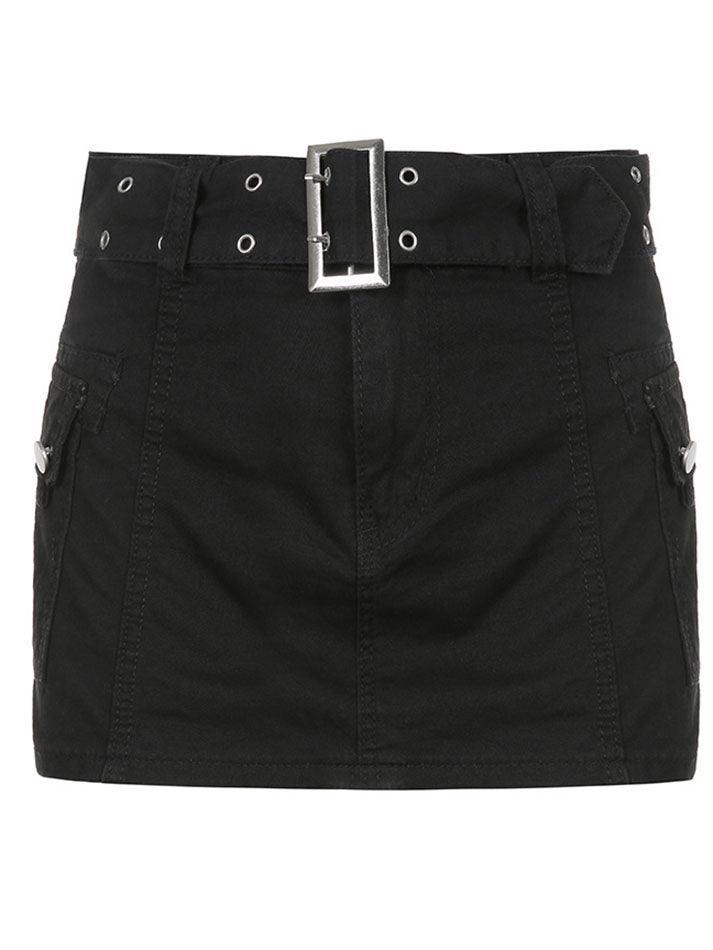 IFOMT 2024 y2k Low rise denim mini skirt with buckle belt