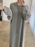 IFOMT 2024 New Fashion Elegant Loose Long Split-side Hooded Knit Dress