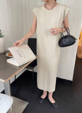 IFOMT 2024 New Fashion Elegant Simple Round-neck Open Back Hollow Sleeveless Dress