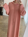 IFOMT 2024 New Fashion Elegant Loose Long Split-side Hooded Knit Dress