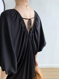 IFOMT 2024 New Fashion Elegant V-Neck Pleated Backless Doll Sleeve Dress