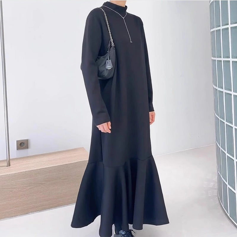 IFOMT 2024 New Fashion Elegant Casual Long-sleeved Sweatshirt Fishtail Long Dress