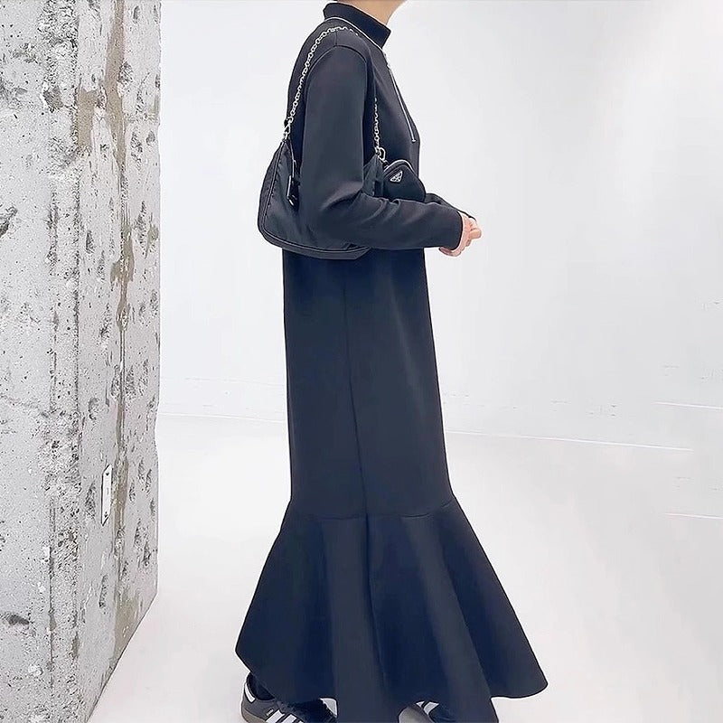 IFOMT 2024 New Fashion Elegant Casual Long-sleeved Sweatshirt Fishtail Long Dress