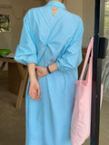 IFOMT 2024 New Fashion Elegant Simple Stripe Lapel Collar Long Shirt Dress