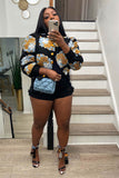 IFOMT 2024 New Woman Style sweater Cardigans Puff Sleeve Floral Jacquard Cardigan