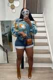 IFOMT 2024 New Woman Style sweater Cardigans Puff Sleeve Floral Jacquard Cardigan