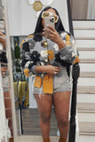 IFOMT 2024 New Woman Style sweater Cardigans Puff Sleeve Floral Jacquard Cardigan