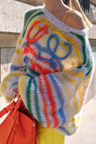 IFOMT 2024 New Woman Style sweater Cardigans Rainbow Contrast Crochet Sweater