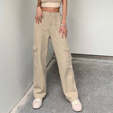Ifomt Vintage Women Baggy Trousers Harajuku Wide Leg Cargo Pants Fashion Low Waist Casual Loose Pants Joggers Streetwear Overalls Y2k