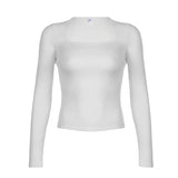 IFOMT 2024 Fashion Woman tops y2k style Casual Square Neck Long Sleeves Top