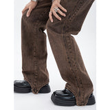 Ifomt Brown Womans Jeans High Waist Denim Trouser Baggy Streetwear Arc Design Ladies Autumn Vintage Wide Leg Straight Loose Jean Pants