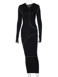 Ifomt Hooded Long Dresses for Women Spring Autumn Long Sleeve Bodycon Sexy Slim Maxi Dress Fashion Streetwear Casual Outfits Vestidos
