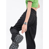 Ifomt Woman's Jeans High Waist Summer Wide Leg Denim Trouser Baggy Street Chic Design Ladies Casual Black Vintage Straight Jean Pants